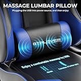 GTPLAYER Gaming Chair, Computer Chair with Footrest and Lumbar Support, Height Adjustable Game Chair with 360°-Swivel Seat and Headrest and for Office or Gaming (Faux Leather, Blue) 5