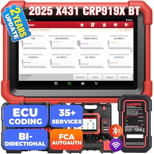 LAUNCH X431 CRP919XBT OBD2 Scanner, 2025 Wireless Bidirectional Scan Tool with DBSCar VII Connector, ECU Coding, FCA AutoAuth, 2-Year Free Update, V.A.G Guide, 35+ Services, All Systems, CANFD