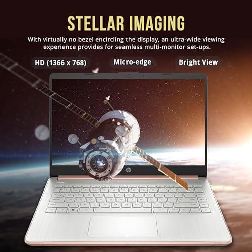 HP Stream 14" HD BrightView Laptop, Intel Processor N150, 16GB RAM, 416GB Storage (128GB eMMC + 288GB Docking Station Set), Intel UHD Graphics, 720p Camera, Wi-Fi, 1 Year Office 365, Win 11 S, Gold 4