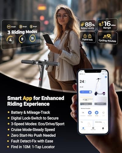 MAXSHOT V7 Electric Scooter, 350W Powerful Motor, 16MPH Top Speed,16Miles Long Range, 8.5" Solid Tires Folding Commuter Escooter with Double Braking Systems for Adults and Teens 2