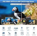 Video Camera Camcorder Digital YouTube Vlogging Camera Recorder FHD 1080P 24.0MP 3.0 Inch 270 Degree Rotation Screen 16X Digital Zoom Camcorder with Microphone,Remote Control and 2 Batteries 2