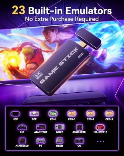 2026 Upgraded Retro Gaming Console, 20,000+ Retro Game Stick, Built-in Classic Video Games 23 Emulators, 4K HD HDMI TV Game Stick, Plug & Play Game Console for TV with 2 Wireless Controllers HQM15BT 2