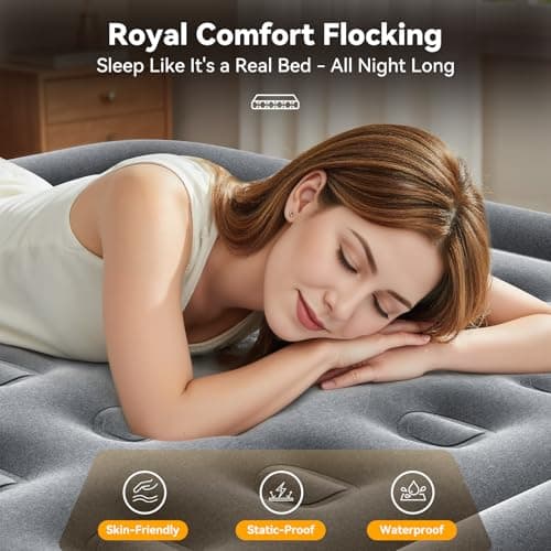VOSSER Air Mattress Queen with Built in Pump,Blow Up Mattress in 3 Mins,18'' Raised Self Inflatable Mattress,Portable Airbed for Home,Floor&Camping,Queen Size Air Matress for Adults,660LB Max,Black 4