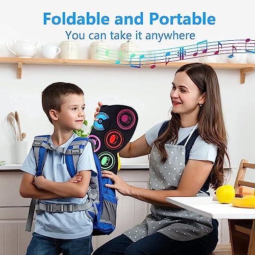 9-Pads Electronic Drum Set with Headphone Jack Speaker Drumsticks & Pedals, Holiday Gifts for Kids 5