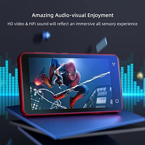 MP3 Player with Bluetooth and WiFi,MP3 Player with Spotify,Spotify Kids,Audible,Pandora,Amazon Music,4" Music Player MP4 Up to 1TB(80GB,Red_Black) 4