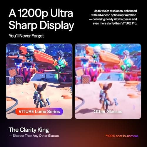 VITURE Luma Pro XR Glasses — 152” 1200p Ultra Sharp Display, 1000 Nits, 52° FOV, Dimming Adjustments, AR Glass for iPhone 17/16/15, Android, Mac, PC, Steam Deck, First-Ever XR Experience for Switch 2 3
