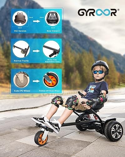 Gyroor K2 Balancing Scooter Go Kart Attachment for Kids & Adults, Adjustable Frame Length Balancing Scooter Seat Attachment for 6.5" 8" 10" Self Balancing Scooter 5