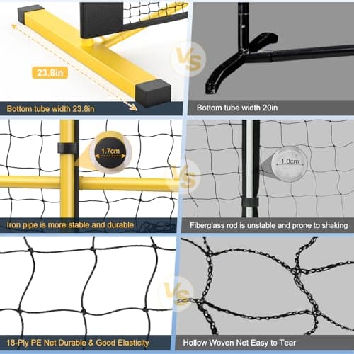 Portable Pickleball Net Set, 22FT Regulation Size 18-Ply PE Pickleball Net,Carry Bag, Weather Resistant Steady Metal Frame Easy Setup for Outdoor Indoor Driveway 3