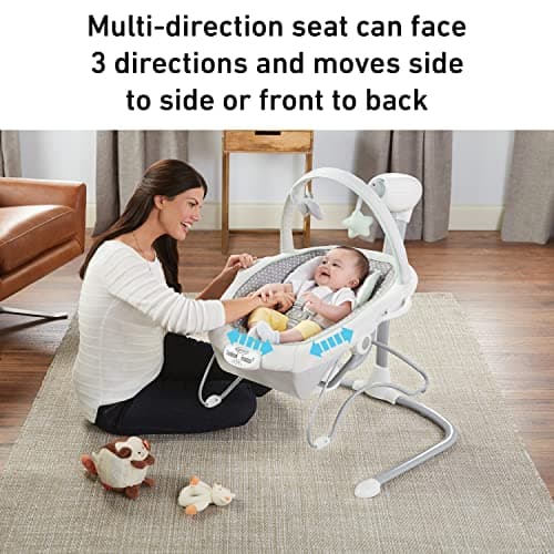 Graco Soothe ’n Sway LX Portable Baby Swing and Baby Bouncer Bouncer, Multi Direction Seat, 2 Speed Vibration, Derby 3
