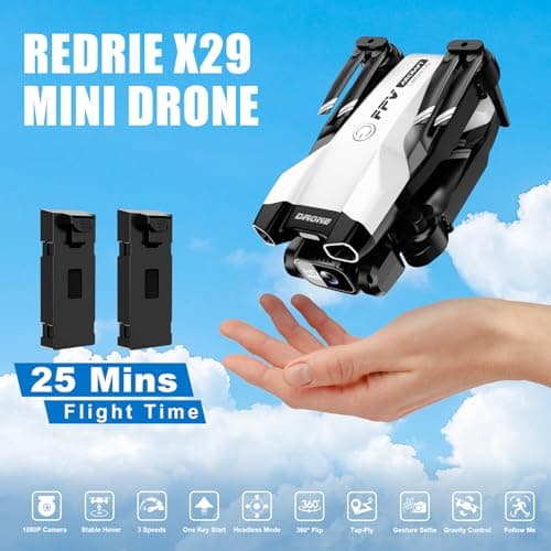 1080P Mini Drone with Camera, Drone for Beginners with Light, WiFi Transmission, One Key Start, Gestures Selfie, Waypoint Fly, 3D Flip, Headless Mode and App Control 5