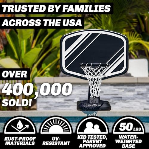 GoSports Splash Hoop PRO Swimming Pool Basketball Game - Includes Poolside Water Basketball Hoop, 2 Balls and Pump - Black 4