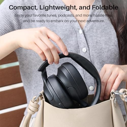TOZO HT2 Hybrid Active Noise Cancelling Headphones, Wireless Over Ear Bluetooth Headset, 60H Playtime, Hi-Res Audio Custom EQ via App Deep Bass Comfort Fit Ear Cups, for Home Office Travel 5