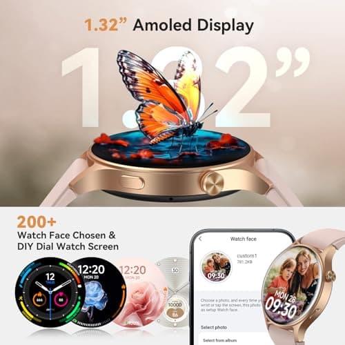 Smart Watch for Women, Answer/Make Call, 1.32'' AMOLED Ultra-Clear Screen Fitness Tracker with Heart Rate/Sleep/SpO2 Monitor, Smartwatch for iPhone/Samsung/Android, 110+ Sport Modes, 3ATM Waterproof 4