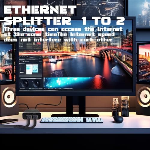 LIEZHUA Gigabit Ethernet Splitter 1 to 2 - Network Splitter with USB Power Cable, RJ45 Internet Adapter 1000Mbps High Speed for Cat 5/5e/6/7/8 Cable [2 Devices Networked Simultaneously] 5