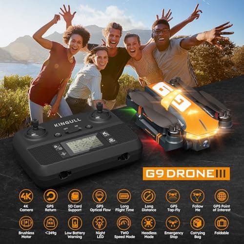 GPS Drones with 4K Camera for Adults with Brushless Motor and Follow Me Mode,Long Flight Time and Distance,5G FPV Transmission and Auto Return,G9 Foldable RC Quadcopter for Beginner,Under249g (Dark gray) 3