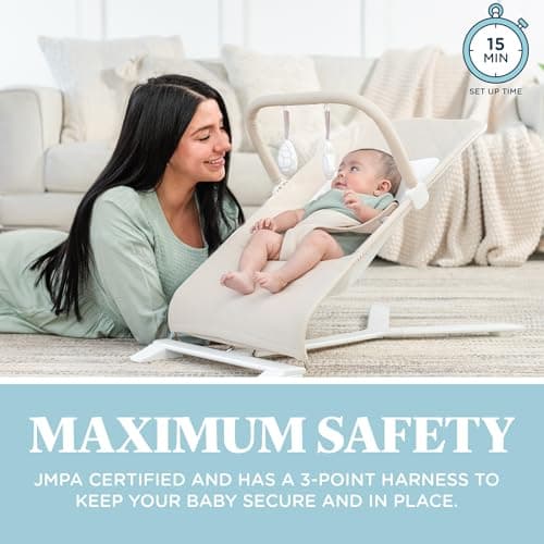 Baby Delight Alpine Deluxe Portable Bouncer, Infant, 0-6 Months, 100% GOTS Certified Cotton Fabrics, Organic Oat 4