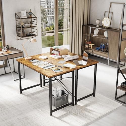 OLIXIS 44 Inch Computer Office Desk for Small Spaces, Writing Gaming Work Desk Modern Study Table with Metal Frame Home Bedroom, Rustic Brown 4