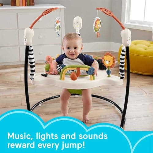 Fisher-Price Baby Bouncer Palm Paradise Jumperoo Activity Center with Music Lights Sounds and Developmental Toys​ 2