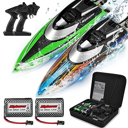 ALPHAREV RC Boat with Case R308MINI 2 Packs 20+ MPH Remote Control Boat for Pools and Lakes, 2.4 GHZ RC Boats for Adults and Kids