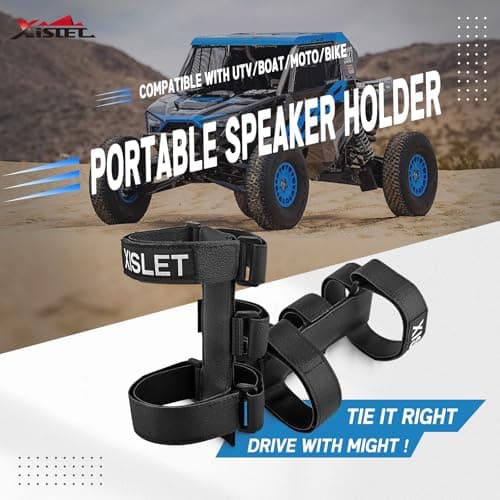 Xislet Portable Speaker Mount for UTV Sound Bar Golf Cart Ebike Scooter Boat Railing Removable Bluetooth Wireless JBL Speaker Holder Strap Fits JBL Charge 5 6 Flip 5 6 Side by Side Accessories 3