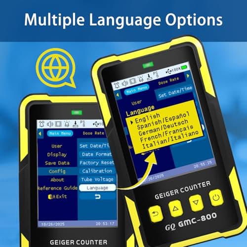 Nuclear Radiation Detector GQ GMC-800 USA Design Product US National Standard Large Color LCD Display 5 Alarm Types Dosimeter Data Save & Global Share Beta Gamma X-ray Portable Multifunction Device 4