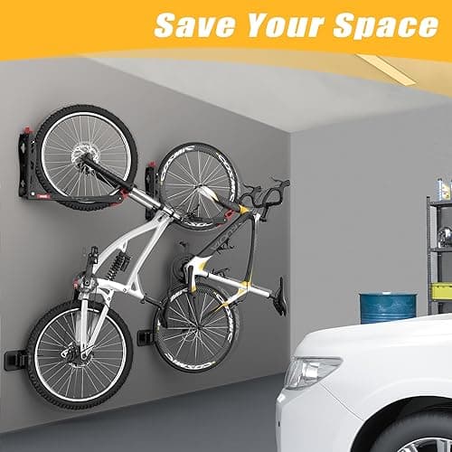 TORACK BIKEPAL Space Saving Wall Mounted Swivel Bike Racks, Vertical Bike Wall Hangers for Garage Storage Solution (2 Pack) 3