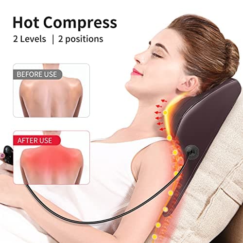 Back Massager Neck Massager with Heat, Shiatsu Massage Pillow for Pain Relief, Massagers for Neck and Back, Shoulder, Leg, Christmas Gifts for Men Women Mom Dad, Stress Relax at Home Office and Car 3