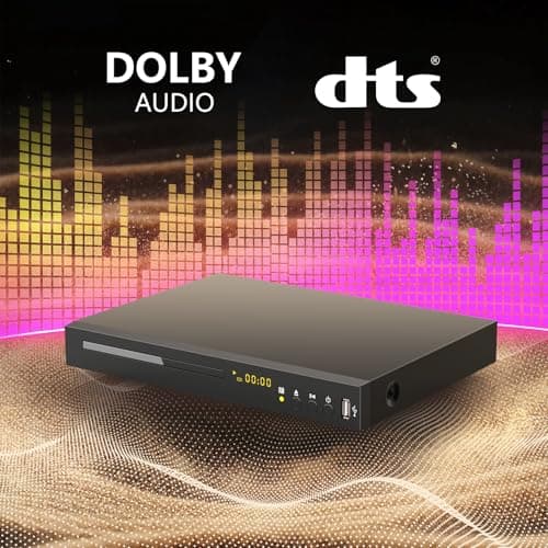 Blu Ray DVD Player Dolby Digital TrueHD/DTS and 1080P Full HD, Play All DVDs and Region A 1 Blu-Rays, Support Max 128G USB Flash Drive + HDMI/AV/Coaxial Output + Built-in PAL/NTSC with HDMI/AV Cable 3