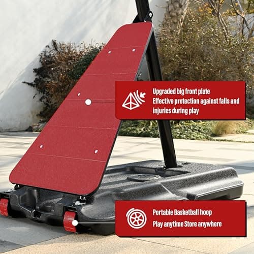 Basketball Hoop Outdoor,Portable Basketball Hoop with Impact Resistant PC Backboard,10FT Height Quickly Adjustable Basketball Goal System with Rebound Plate (White and Black, 43 inch Backboard) 4