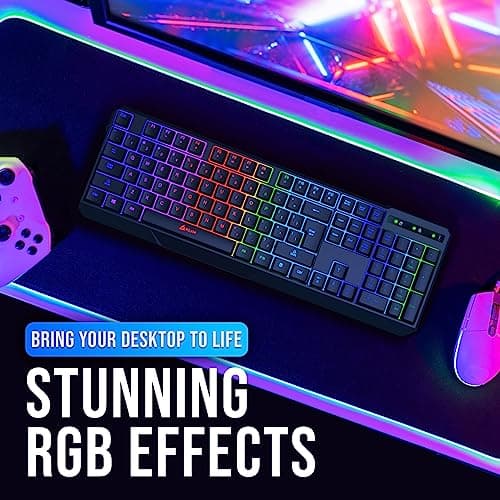 KLIM Chroma Wireless Keyboard – RGB Backlit Gaming, Rechargeable Battery, PC Keyboard, Durable & Water-Resistant, Compatible with PS4, PS5 & Mac - Black 4