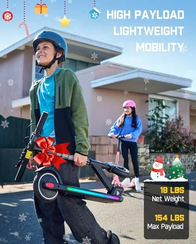 FanttikRide T9 Apex Electric Scooter for Kids, 200W Motor, Big Kids E Scooter with Bluetooth Music Speaker, Colorful Lights, 7/10/12 MPH, 3 Adjustable Height, Foldable, Ride Time Up to 40 mins, Black 5