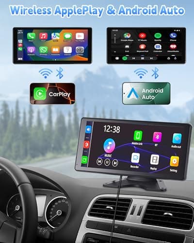 RV Camera System with CarPlay & Android Auto, 10.36'' Monitor with Blind Spot Detection/Parking Monitoring/Voice Control/DVR/Navigation, 4 1080P Backup Camera System for Semi Truck Trailer Camper 4