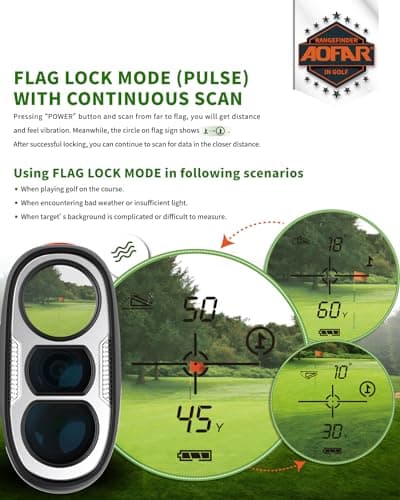 AOFAR GX-6F PRO Golf Rangefinder with Slope and Angle Switch, Flag Lock with Pulse Vibration and Continuous Scan, Tournament Designed, 600 Yards Rangefinder for Distance Measuring 4