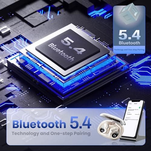 Open Ear Headphones Earbuds wireless - 5.4 Bluetooth Ear Buds with LED Digital Display IPX7 Waterproof, Wireless Headphones Touch Control Air Conduction Stereo Sound with 18.2mm Drivers 80H Playtime 5