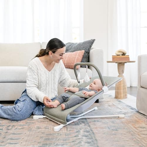 Baby Delight Highland Baby Bouncer | Infant | 0 – 6 Months | 3-Position Recline | Sage Tweed 2