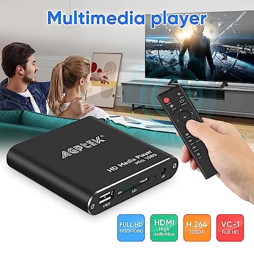 HDMI Media Player, Black Mini 1080p Full-HD Ultra HDMI Digital Media Player for -MKV/RM- HDD USB Drives and SD Cards 2