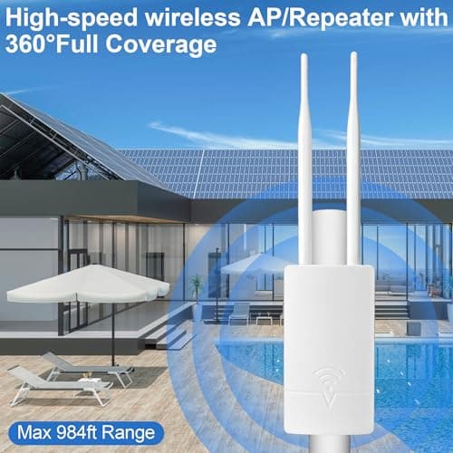Outdoor WiFi Extender Long Range for Starlink Gen 3 Router, Dual Band Wireless Access Point, 300Mbps Signal Booster/Reapter for Starlink WiFi to Outbuildings, IP65 Waterproof for Farm, Yard, Barn 4