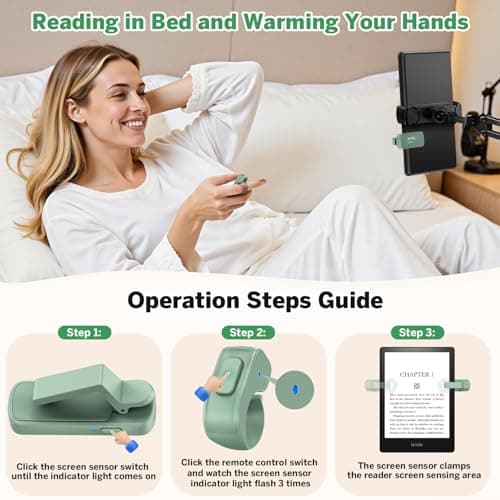 Page Turner Ring for Kindle,Remote Control for iPhone iPad Android Tablets E-Readers,Clicker Page Turner for Kindle Accessories for Camera Video Record&Shutter Selfie (Green) 3
