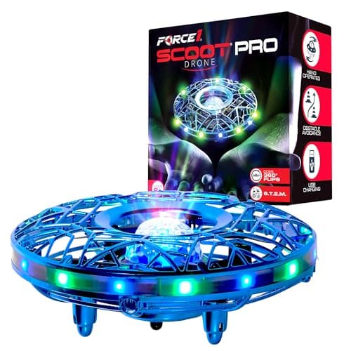 Force1 Scoot Pro Hand Operated Drone for Kids or Adults - Induction Hands Free Motion Sensors Mini Drones with Bright LED Projection, 360 Flips, Easy Indoor Small UFO Flying Orb Ball Drone Toy