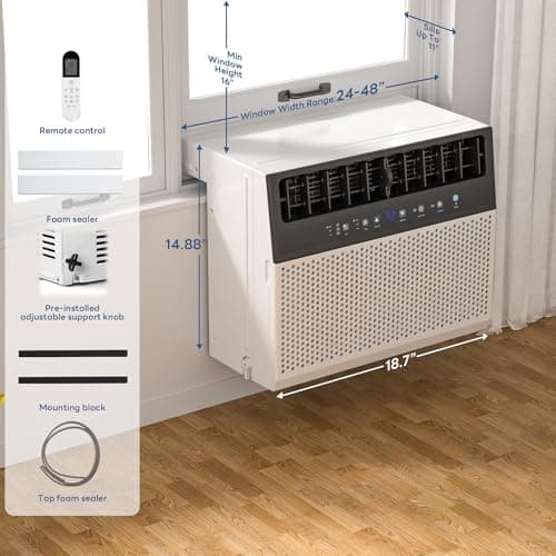 ZAFRO U-Shaped Window Air Conditioner 10000BTU Cools 450 Sq.Ft., Ultra Quiet Energy-Efficient Cooling, With Remote Control 3