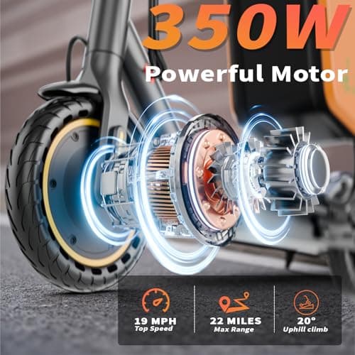 Qlaway 8.5" E Scooter for Adults with Seat 19 MPH 350W Motor 281 WH Battery, Motorized Up to 20 Miles Range, Foldable Scooter Bearing 265 LBS/APP Control-Gray 4