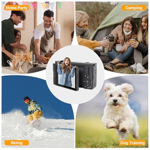 5K UHD Digital Camera for Photography, Autofocus 80MP Point & Shoot Vlog Camera for YouTube, 3" 270° Flip Screen Dual Lens Selfie with18x Digital Zoom, 64GB SD Card, 2 Batteries & Charger,Black 3