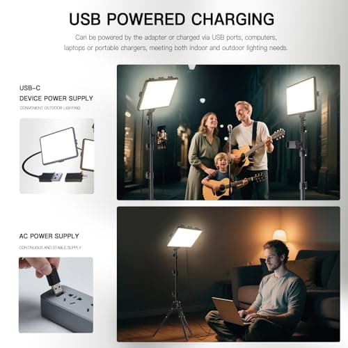 2-Pack LED Video Light Kit, NiceVeedi Studio Light, 2800-6500K Dimmable Photography Lighting Kit with Tripod Stand&Phone Holder, 73" Stream Light for Video Recording, Game Streaming, YouTube 5