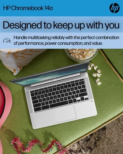 HP Chromebook 14 Laptop, Intel Celeron N4120, 4 GB RAM, 64 GB eMMC, 14" HD Display, Chrome OS, Thin Design, 4K Graphics, Long Battery Life, Ash Gray Keyboard (14a-na0226nr, 2022, Mineral Silver) 2