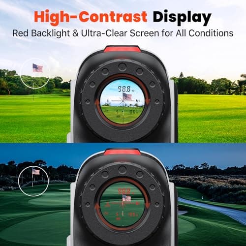 Bestsee Golf Rangefinder with Slope & Red Backlight, 1500Yards Laser Range Finder, 0.3s FlagLock Vibration, 7X Magnification, Magnet Stripe, 85% Transmission Lens for Golfing/Hunting, Golf Accessories 3