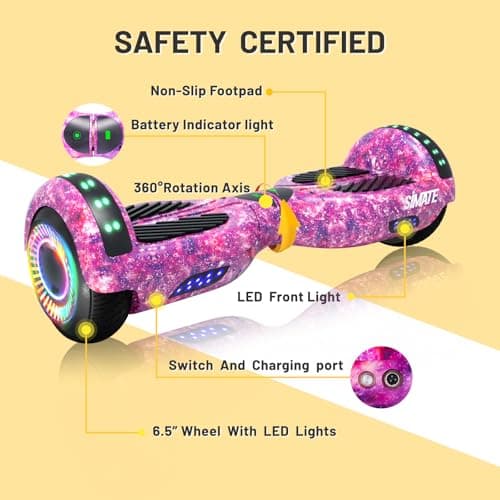 SIMATE Hoverboard, Bluetooth All Terrain Hover Boards with LED Lights and APP Control, Gifts for Kids Adults Girls Boys, for All Ages 5