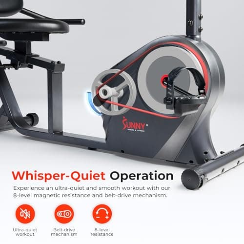 Sunny Health & Fitness Heavy-Duty Recumbent Smart Bike, Wide Cushioned Seat & Back, Cycling Workout Machine, Bicycle Exercise for Adult/Seniors at home, Exclusive Free SunnyFit App Bluetooth Link 3