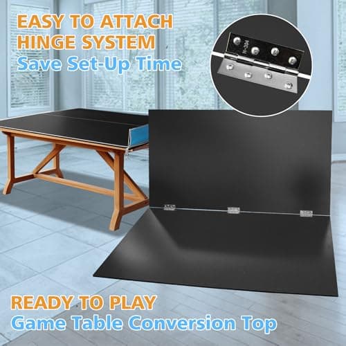 Ping Pong Table Top for Billiard Table, 7FT/8FT/9FT Foldable Table Tennis Table Topper for Pool Table, Indoor Outdoor Table Tennis Conversion Top w/Net & Premium Foam Padding (Black, 7x4 FT) 4