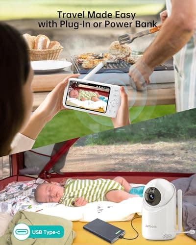 Jartoo 2K Video Baby Monitor with Camera and Audio, 1860ft Long Range Baby Monitor No WiFi 5.5" FHD Screen ANC Baby Camera Wireless, Feeding Clock, Night Vision, 2-Way Talk, AI Cry Detect, 6000mAh 5