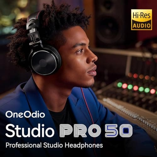 OneOdio Hi-Res Over Ear Headphones for Studio Monitoring and Mixing, Sound Isolation, Protein Leather Earcups, 50mm Driver Unit, Wired Headphones for AMP Guitar Keyboard (Pro-50 Black) 2